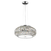 Valence Hängelampe Chrom, Kristall elegante Pendelleuchte aus Aluminium mit Kristallakzenten.