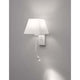 Valencia Wandlampe mit LED Leselampe, stilvolle Wandleuchte mit weißem Stoffschirm und verstellbarem Strahler.