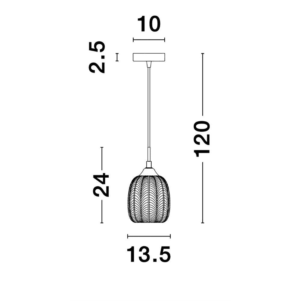 Nova Luce Vario Pendelleuchte mit klaren Glasdetails, Maße: 120 cm hoch, 24 cm Durchmesser.