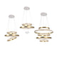 Vegas LED Hängeleuchte Antik-Messing in modernem Design, goldene runde Ringe, ideal für Wohnzimmer und Esstisch.