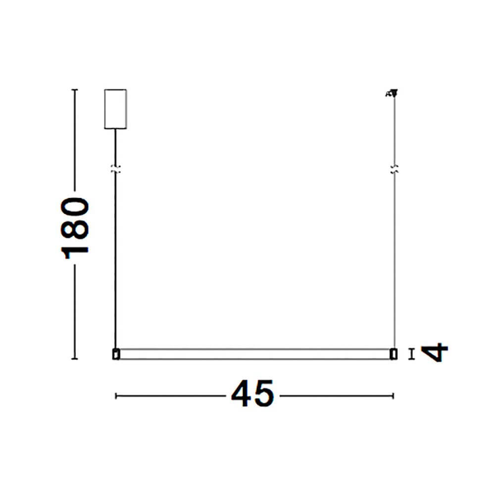 Technisches Diagramm der Vegas LED Hängeleuchte Antik-Messing mit Abmessungen.