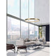 Vegas LED Hängeleuchte Antik-Messing in modernem Wohnzimmer mit viel Licht und elegantem Design.