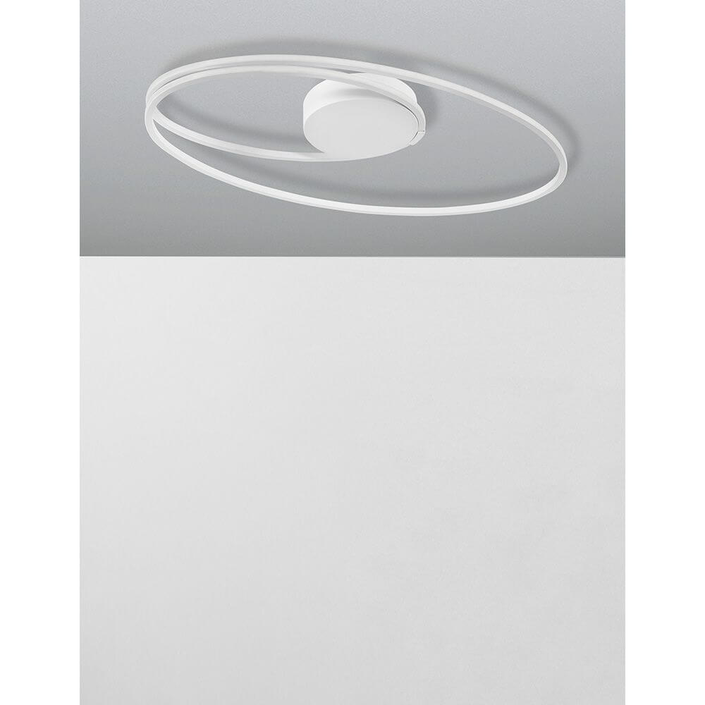 Viareggio LED Deckenlampe Geschwungen, weiße geschwungene Aluminium- und Acryl-Deckenleuchte, integrierte 28W LED, modernes minimalistisches Design
