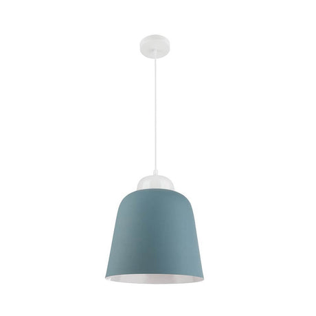 Victoria Metall Hängelampe Blau - moderne Pendelleuchte im skandinavischen Stil mit blau-weißer Farbkombination.