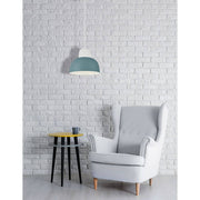 Victoria pendant light Blue, White above a light-coloured armchair and a table in a modern interior.