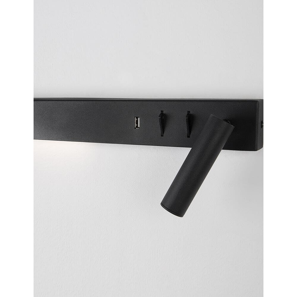 Nova Luce Vida LED Lese- & Wandlampe Metall mit USB in eleganter schwarzer Ausführung