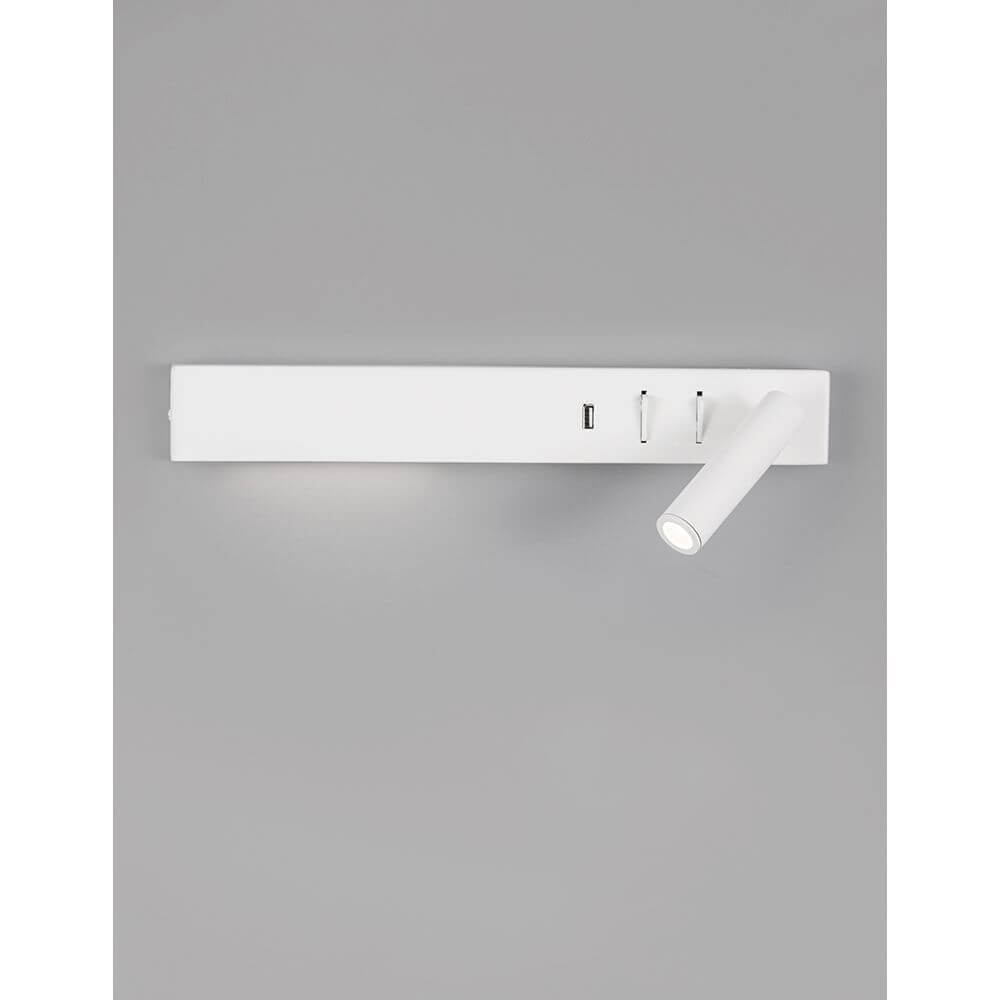 Nova Luce Vida LED Lese- & Wandlampe Metall mit USB in elegantem Design auf grauem Hintergrund.