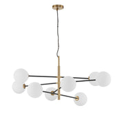 Vitra Glas-Hängeleuchte 8-flg. Weiß, moderne Pendelleuchte mit mattierten Glasleuchten und goldfarbenen Akzenten