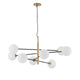 Vitra Glas-Hängeleuchte 8-flg. in elegantem Weiß und Gold für Ess- und Wohnzimmer, modernes Design aus Glas und Metall.
