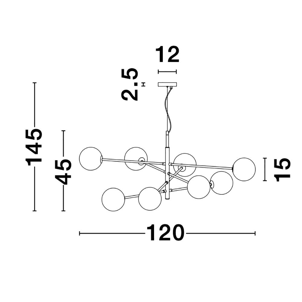 Vitra Glas-Hängeleuchte 8-flg. Weiß  Nova Luce   