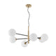 Vitra Hängeleuchte 6-flg. Gold, Weiß – moderne Pendelleuchte mit gold-satiniertem Metall und mattweißen Glaskugeln, 6-flammig, G9-Fassungen