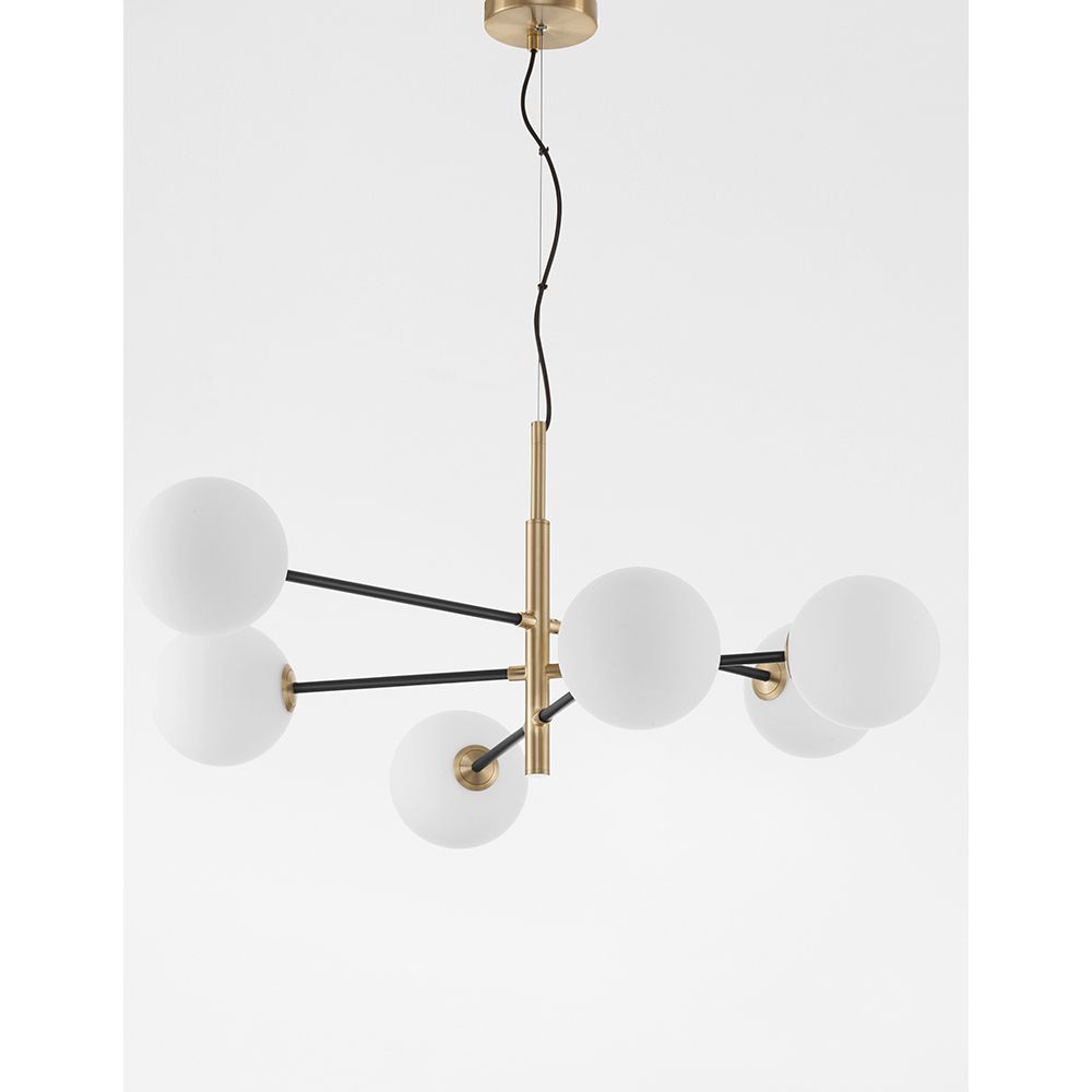 Vitra pendant lamp 6-bulb gold, white