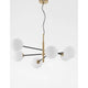 Alt Tag: Vitra Hängeleuchte 6-flg. Gold, Weiß – elegante Pendelleuchte mit gold-satiniertem Metall und mattweißen Glas-Kugeln, ideal über Essplatz