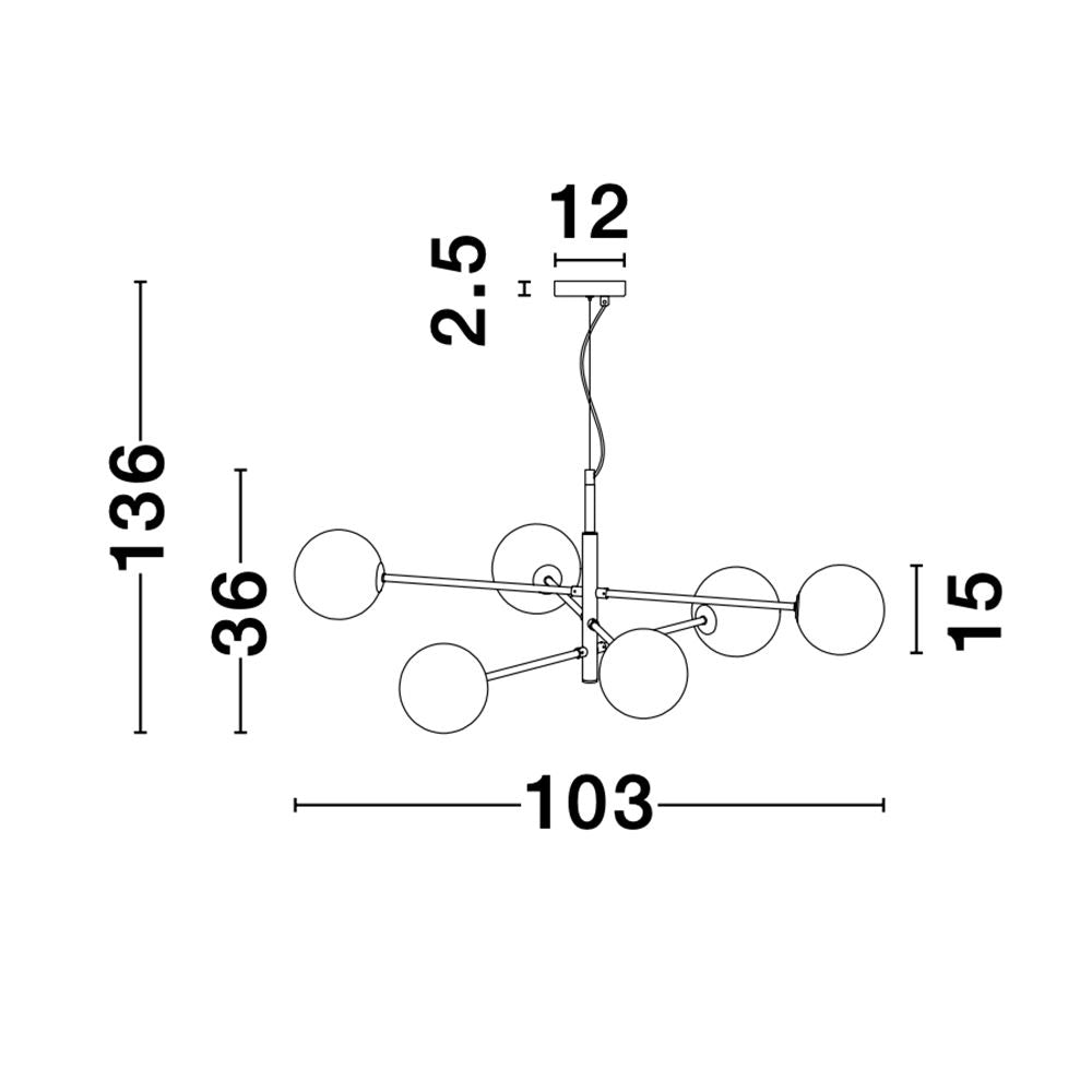 Vitra Hanging Light 6-Flg. Or, blanc