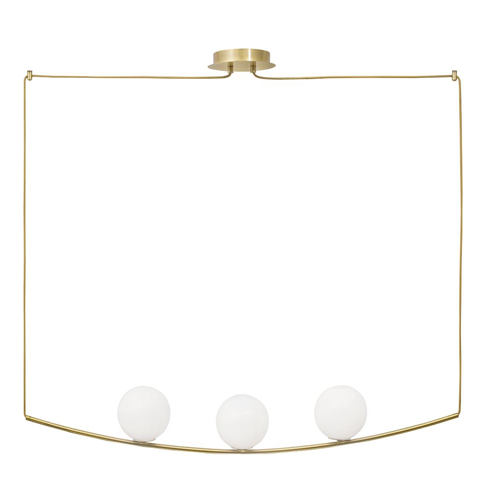 Vitton Hanging Lamp 3-Flame Brass, blanc