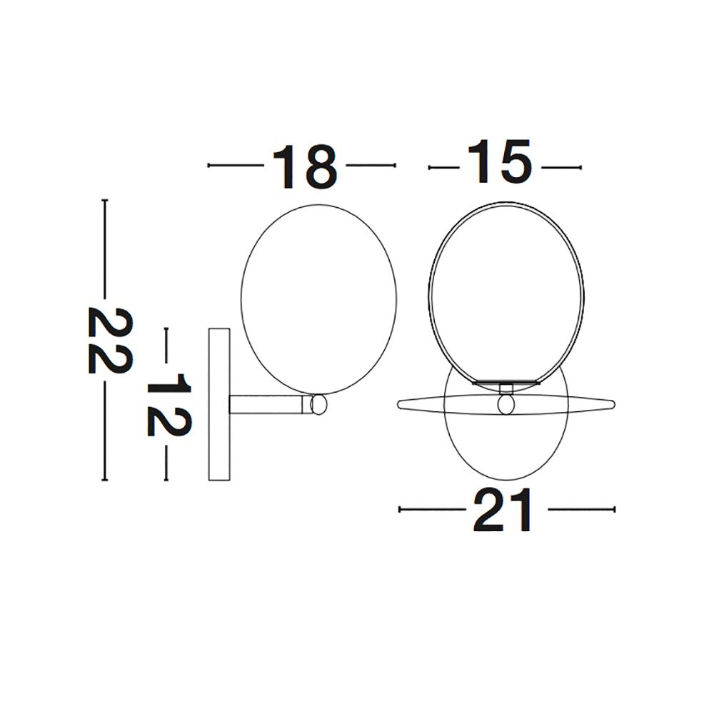 Vitton Glas-Kugel Wandleuchte Messing, Weiß  Nova Luce   