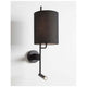 Yama Wandlampe mit LED Lesearm in modernem Design mit schwarzem Stoffschirm.