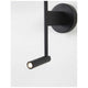 Yama Wandlampe mit LED Lesearm, moderne Wandleuchte aus schwarz lackiertem Aluminium mit Richtstrahler.