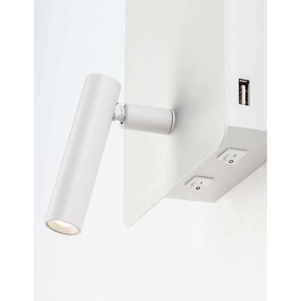 Zen LED wall lamp with reading arm & USB