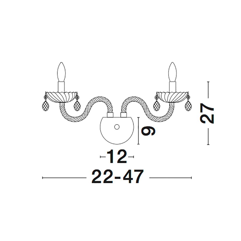 Zeno Glas Wandlampe 2-flammig Champagner  Nova Luce   