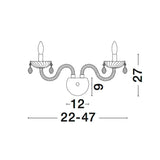 Zeno Glas Wandlampe 2-flammig Champagner  Nova Luce   