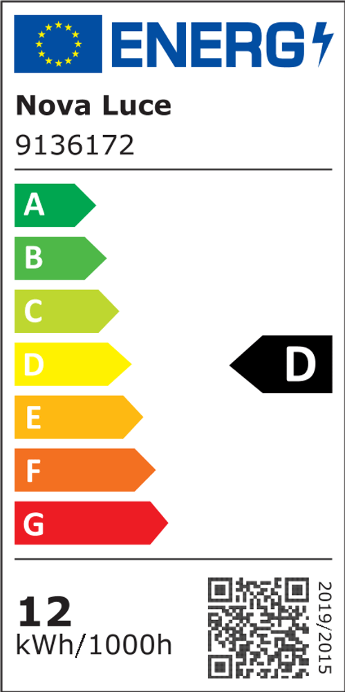Energieeffizienzlabel für die Nyx LED Wandleuchte 3000K IP44, Energieklasse D, Nova Luce.
