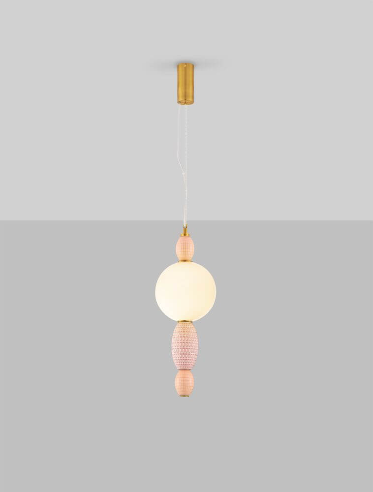 Obrie LED Pendelleuchte Ø 20cm 3000K Gold, Orrange, Pink, Weiß in zarten Pastellfarben.