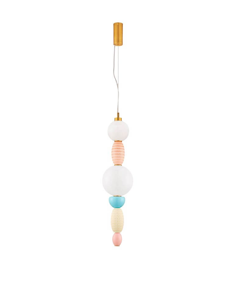 Obrie LED Pendelleuchte 2-flammig Ø 20cm 3000K Gold, Blau, Rosa, Weiß - elegante Leuchte in Pastellfarben.