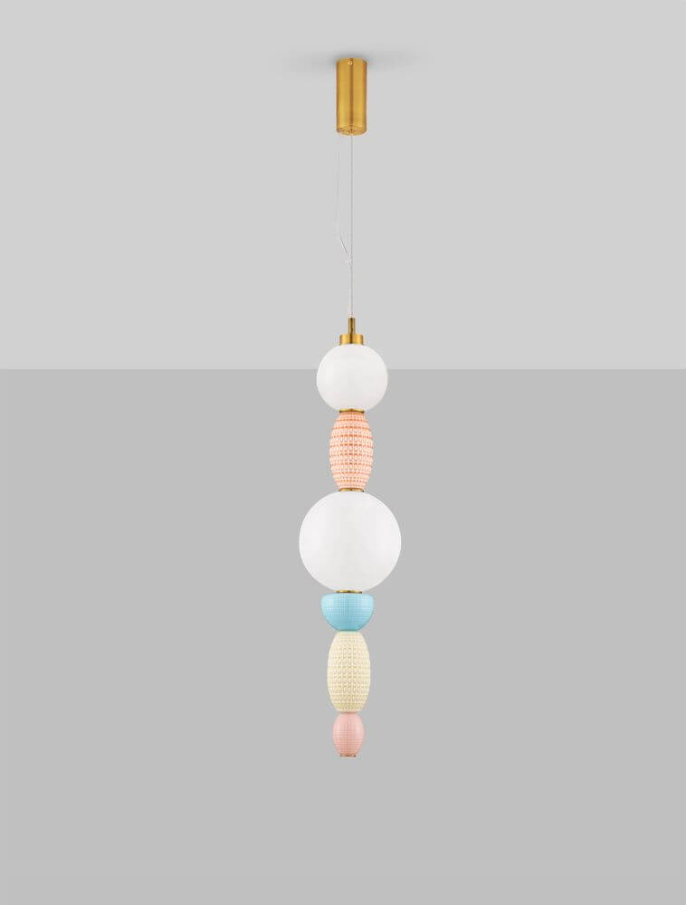 Obrie LED Pendelleuchte 2-flammig Ø 20cm 3000K Gold, Blau, Rosa, Weiß in Pastellfarben.