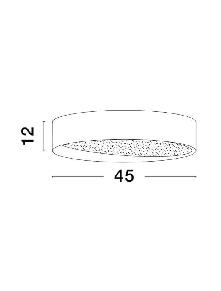 Oby LED Deckenleuchte Ø 45cm 3000K technische Zeichnung mit Durchmesser und Höhe.