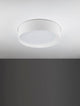Oby LED Deckenleuchte Ø 45cm 3000K in modernem Design mit mattiertem Aluminium und weißem Acryl.