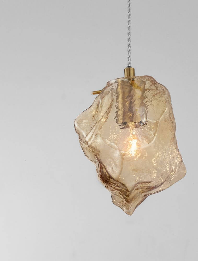 Odelle Pendelleuchte Ø 18cm Gold, Bernstein - elegante Hängeleuchte aus mundgeblasenem Glas mit dimmbarem Licht.