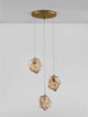 Odelle Pendelleuchte 3-flammig Ø 40cm Gold, Bernstein mit mundgeblasenem Glas und dimmbarem Licht.