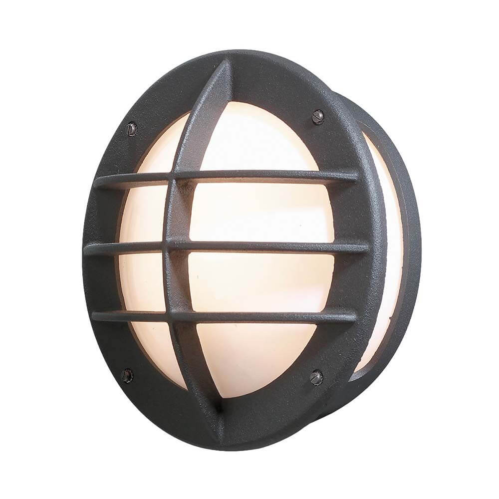 Oden zewnętrzna lampa ścienna czarna, opalowa szklanka akrylowa