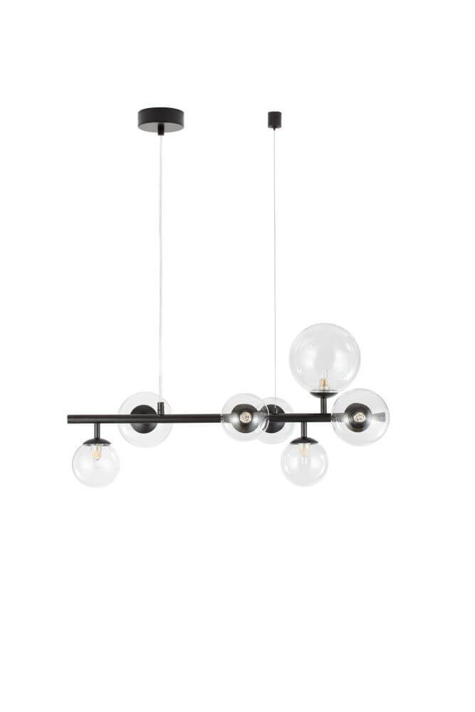 Odillia Pendelleuchte G9 7-flammig mit transparenten Glaskugeln und modernem Design.