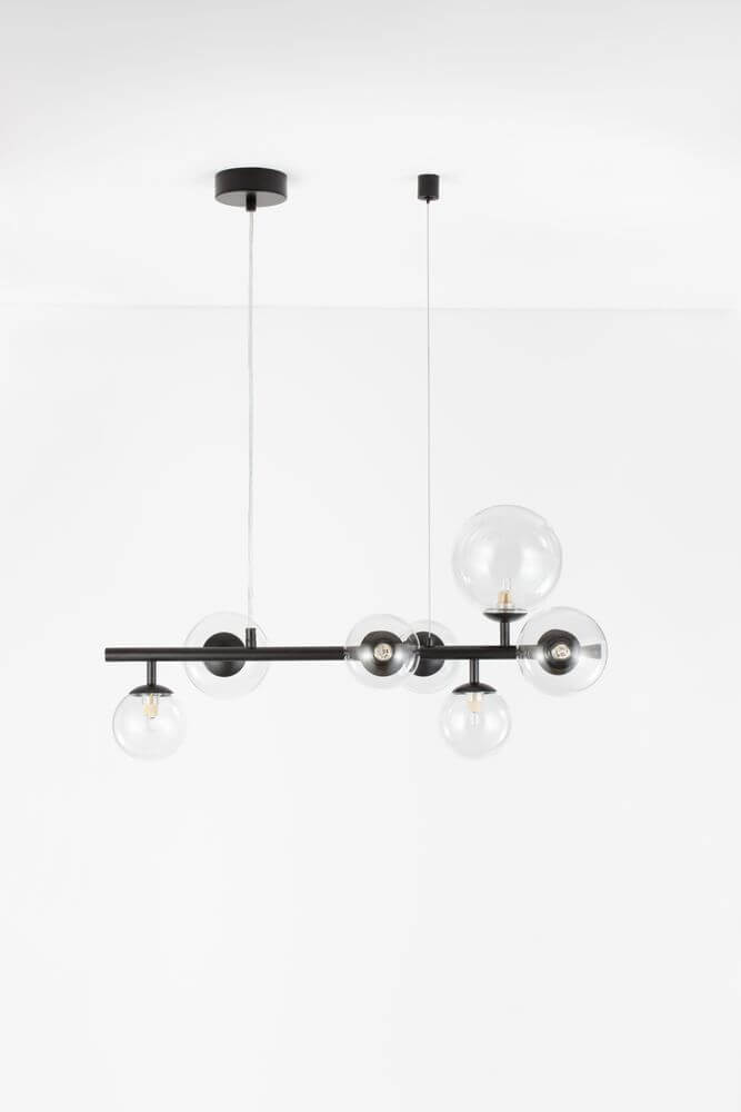 Odillia Pendelleuchte G9 7-flammig in elegantem, modernem Design mit Opalgläsern und mattgoldener Metalloberfläche.