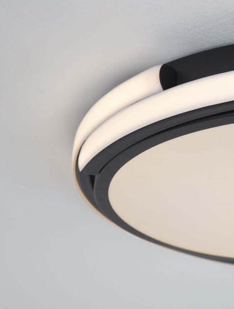 Vue détaillée du plafonnier Odrey LED Ø 40 cm 3000K avec un design élégant et un diffuseur opale.