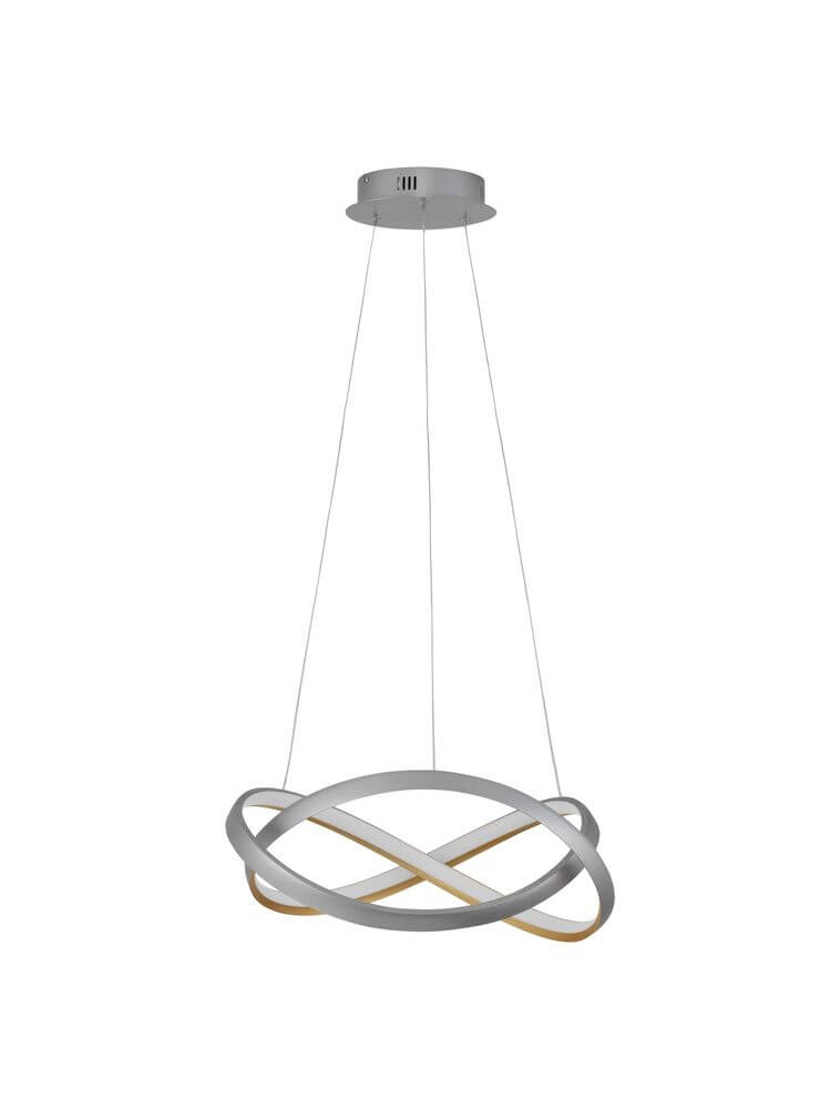 Odrey LED Pendelleuchte Ø 50cm 2700, 3500, 5000K - skulpturale Silber-Gold Hängeleuchte mit matter Diffusor, geeignet über Esstisch