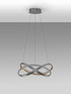 Alt Tag: Odrey LED Pendelleuchte Ø 50cm 2700, 3500, 5000K skulpturale silber-gold Pendelleuchte aus Aluminium mit matter Kunststoffdiffusor