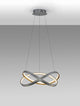 Alt Tag: Odrey LED Pendelleuchte Ø 50cm 2700, 3500, 5000K silberne skulpturale Pendelleuchte mit goldenen Akzenten und mattem Diffusor