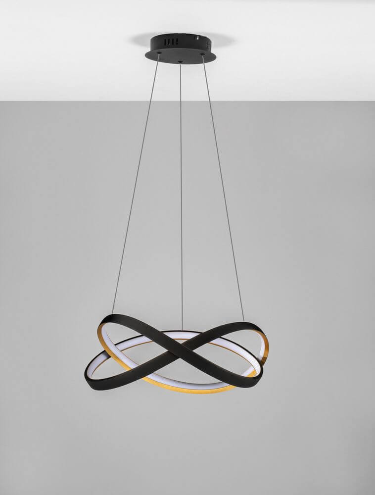 Alt Tag: Odrey LED Pendelleuchte Ø 50cm 2700, 3500, 5000K hängende skulpturale Leuchte in Silber und Gold mit mattem Diffusor