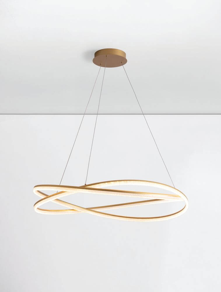 Ofelia LED Pendelleuchte 2-flammig Ø 95cm 3000K in modernem Design, schwebend von der Decke.