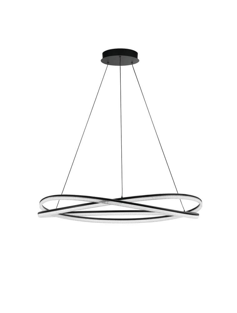Ofelia LED Pendelleuchte 2-flammig Ø 95cm 3000K in modernem Design mit schwarzem Baldachin.