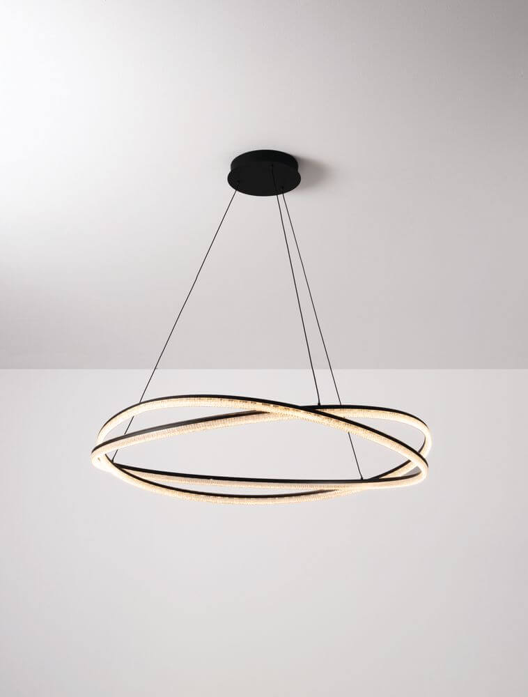 Ofelia LED Pendelleuchte 2-flammig Ø 95cm 3000K in modernem Design mit elegantem Lichtkranz.