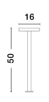 Technische Zeichnung der Ofir LED Außenwegeleuchte mit Maßen 50 cm hoch und 16 cm breit.