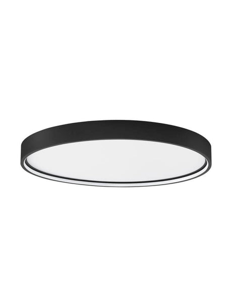 Alt Tag: Olaf LED ceiling light Ø 60 cm 3000K - black round ceiling light with white diffuser, warm white 3000K light, modern for living room/bedroom