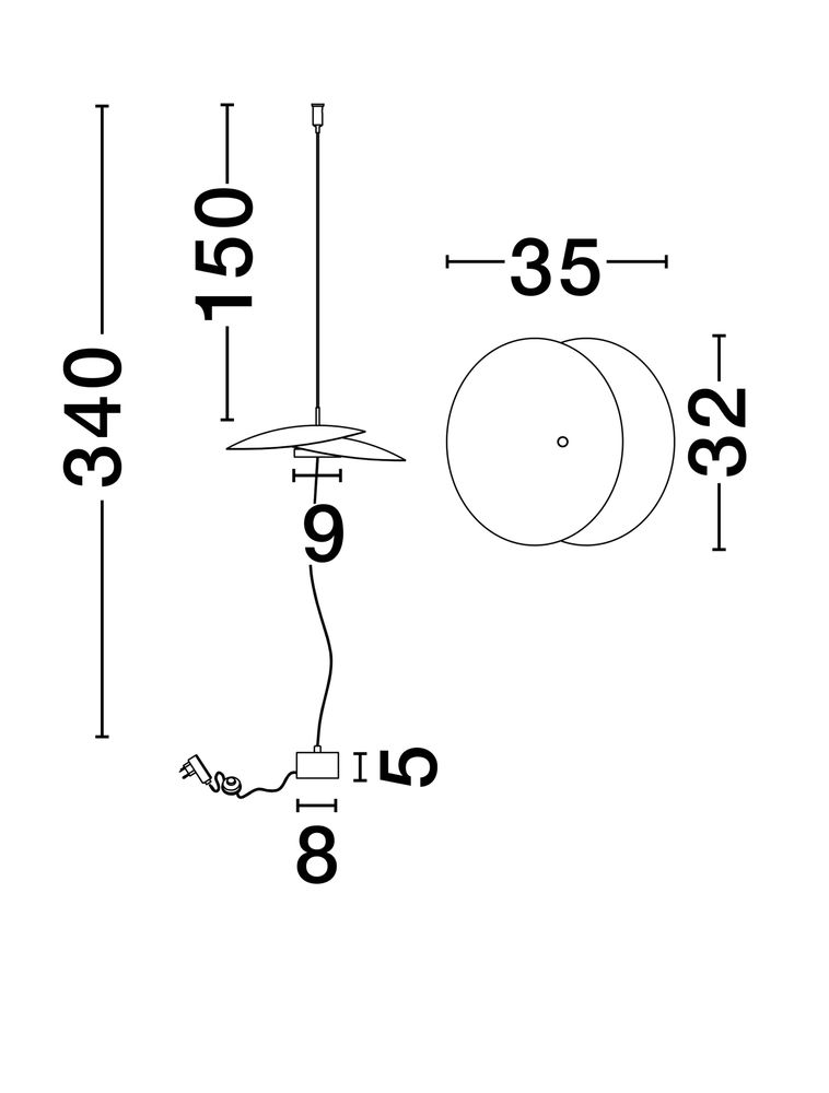 Olea LED Deckenleuchte Ø 35cm 3000K Netzstecker Weiß,Schwarz