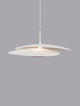 Olea LED Pendelleuchte Ø 35cm 3000K in modernem Design mit zwei überlappenden Leuchtkörpern in Weiß.