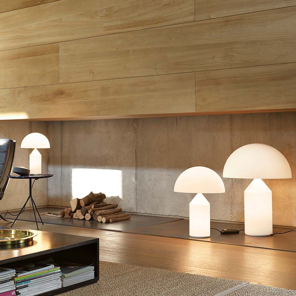 Lámpara de mesa de cristal Oluce Atollo 35 Opal