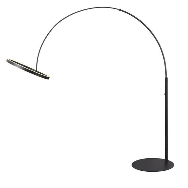 One Bow LED Ring Bogenlampe, moderne schwarze Bogenstehleuchte mit ringförmigem Leuchtenkopf